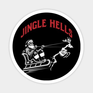 Christmas Jingle Hells Santa with Skeleton Reindeer Magnet